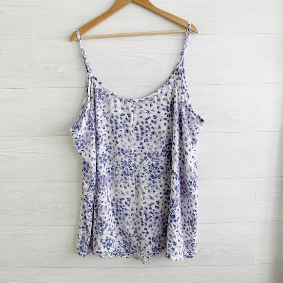 Torrid - Purple blue floral chiffon pleated cami tank, sz 5 5X - Picture 4 of 5